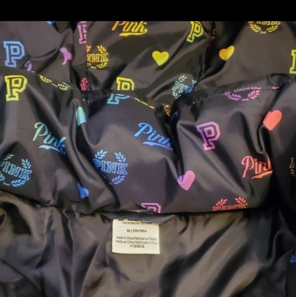 PINK VS Medium Rainbow Puffer Winter Coat - Picture 6 of 8